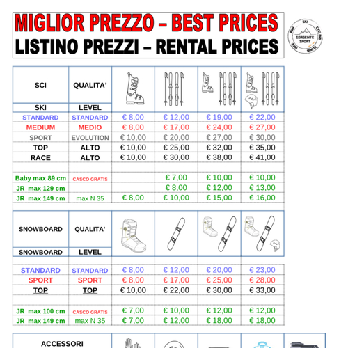 LISTINI NOLO - RENTAL PRICES